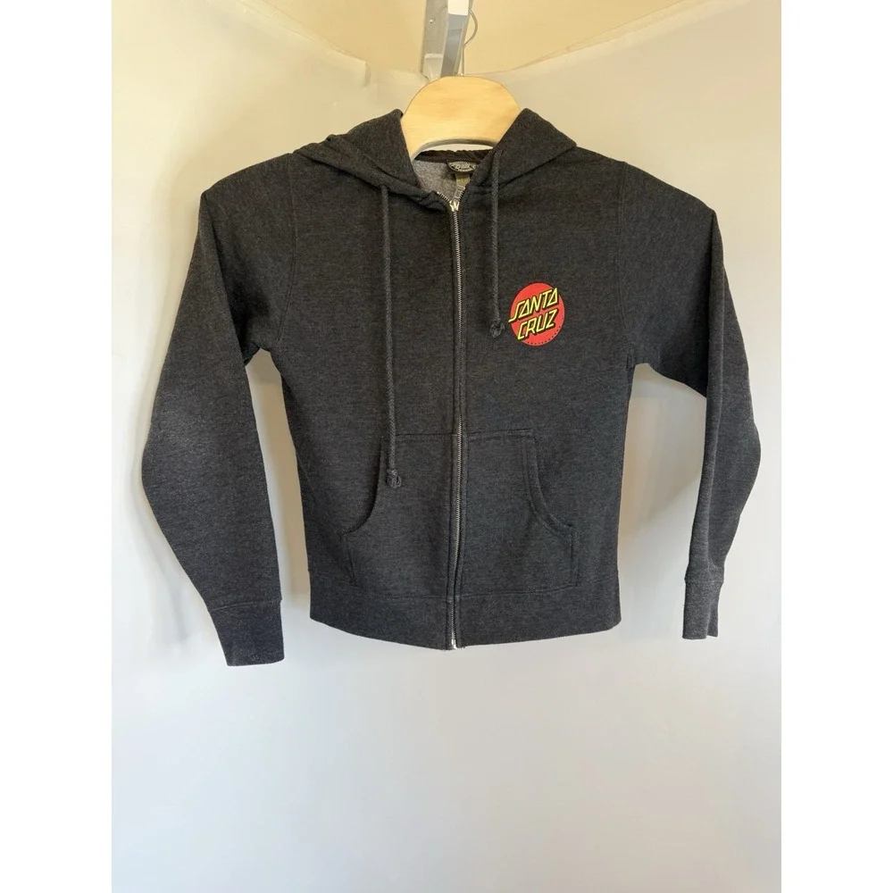 Santa Cruz Skateboards Dark Gray‎ Hoodie Full Zip Big Dot Size Youth XLarge EUC